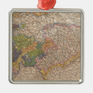 Sachsen, Thuringische Staaten Atlas-Karte Ornament Aus Metall