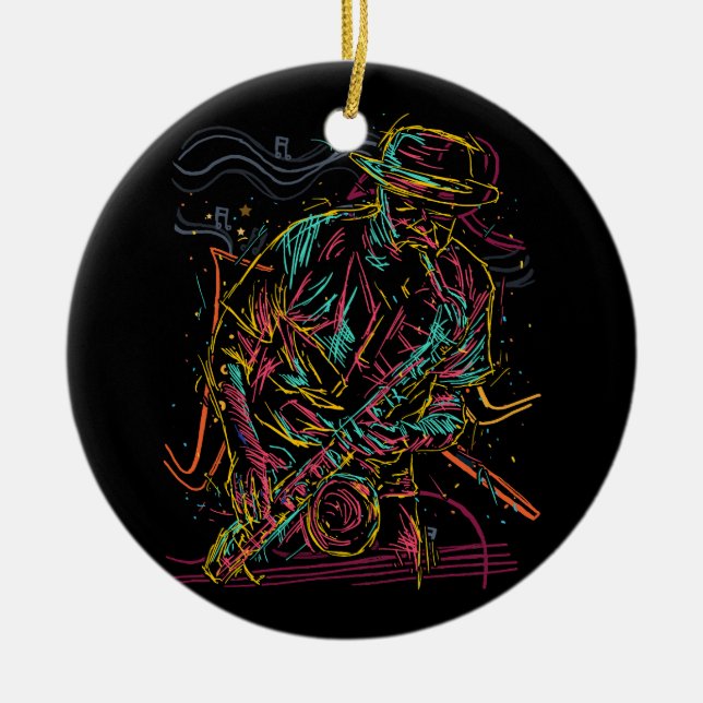 Sächsischer Jazzmusiker Idee Saxophone Music Pla Keramik Ornament (Vorne)