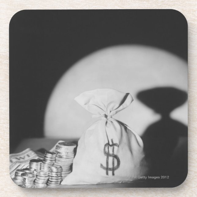 Sack Geld Getränkeuntersetzer (Vorderseite)