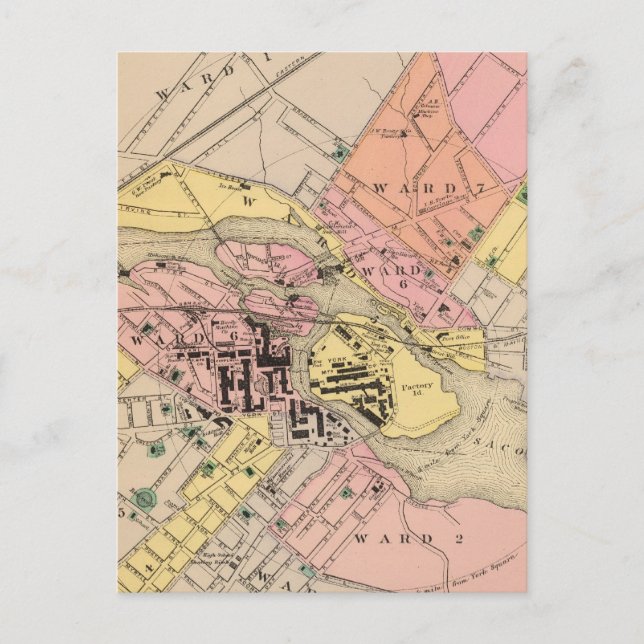 Saco, Biddeford Postkarte (Vorderseite)
