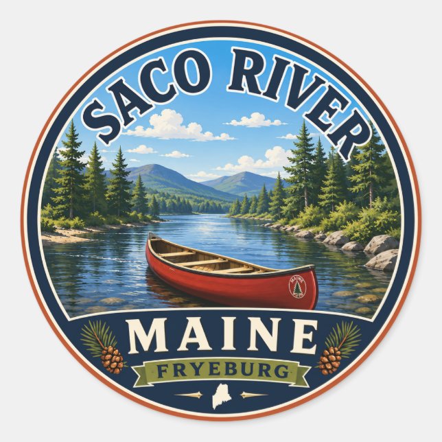 Saco River Fryeburg Maine Rund Sticker (Vorderseite)