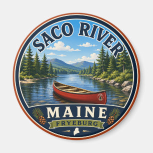 Saco River Fryeburg Maine Rundmagnet Magnet