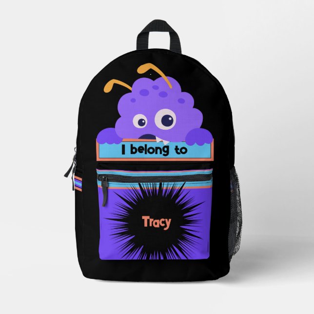 Sacoche Buddy Fun violet monstre personnalisé sac  (Recto)