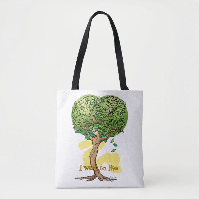 sacola com estampa ecologica de arvore com rosto tasche (Vorderseite)