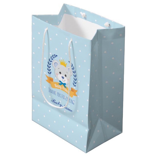 Sacola para presentes “Baby Prince Bear ” Mittlere Geschenktüte (Vorderseite Schrägansicht)