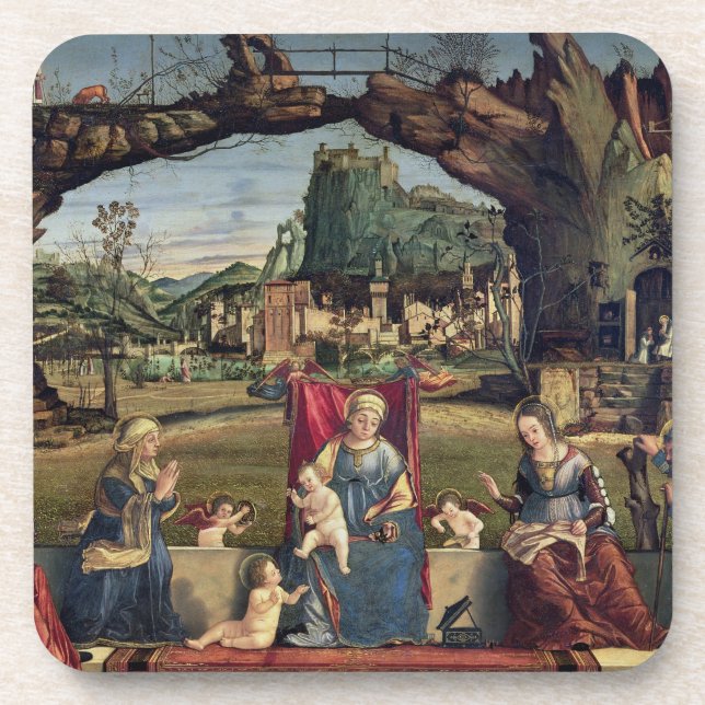 Sacra Conversazione, c.1500 (Öl auf Platte) (für Getränkeuntersetzer (Vorderseite)