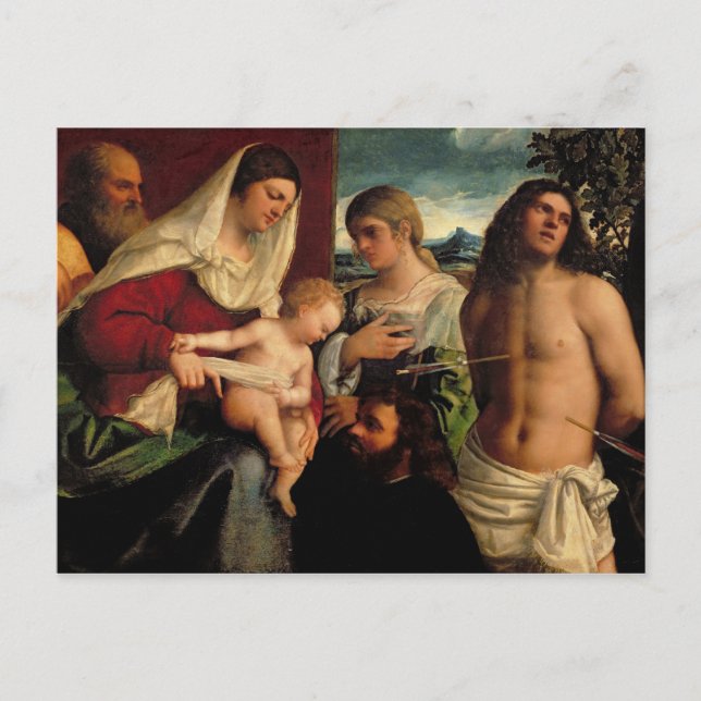 Sacra Konversation mit SS. Catherine, Sebastian Postkarte (Vorderseite)