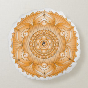 Sacral Chakra Mandala Round Pillow Rundes Kissen