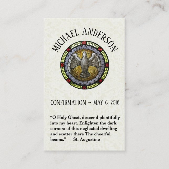 Sacrament Confirmation verklebte Glass Holy Cards Visitenkarte (Vorderseite)