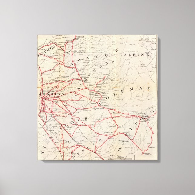 Sacramento, Amador, Calaveras, San Joaquin Leinwanddruck (Vorderseite)