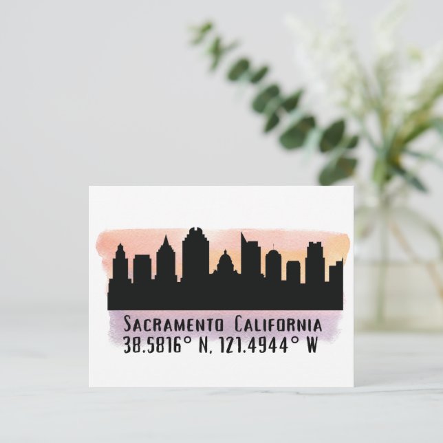 Sacramento CA City Skyline Postkarte (Stehend Vorderseite)