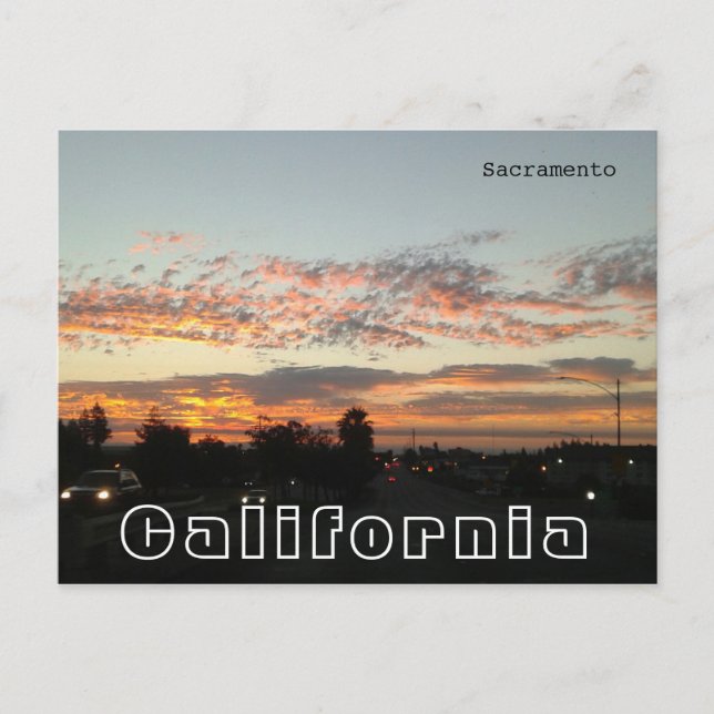 Sacramento California - Abend Traffic Postkarte (Vorderseite)