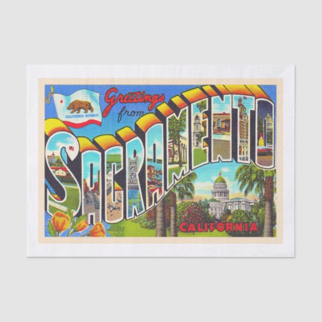 Sacramento California CA Großbuchstabe Postkarte Seidenpapier (Vorderseite)