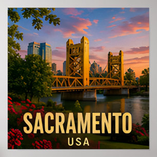 Sacramento California Riverfront-Brücke Reise Gif Poster