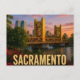 Sacramento California Riverfront-Brücke Reise Gif Postkarte