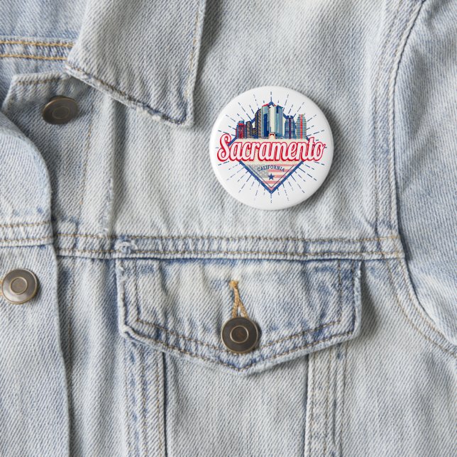 Sacramento California United Staaten Skyline USA Button (Beispiel)