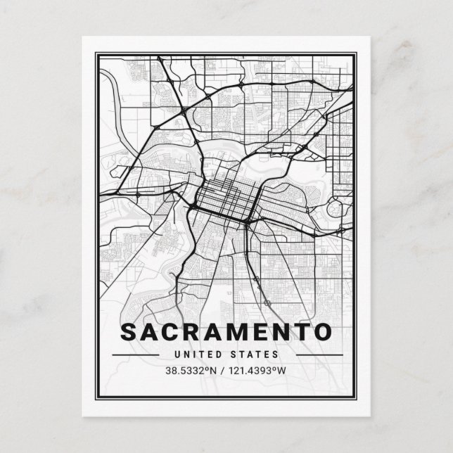 Sacramento California USA Travel City Carte (Devant)
