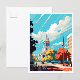Sacramento California Vintage Illustration Postkarte