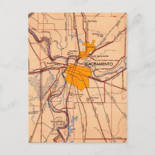 Sacramento California Vintage Karte
