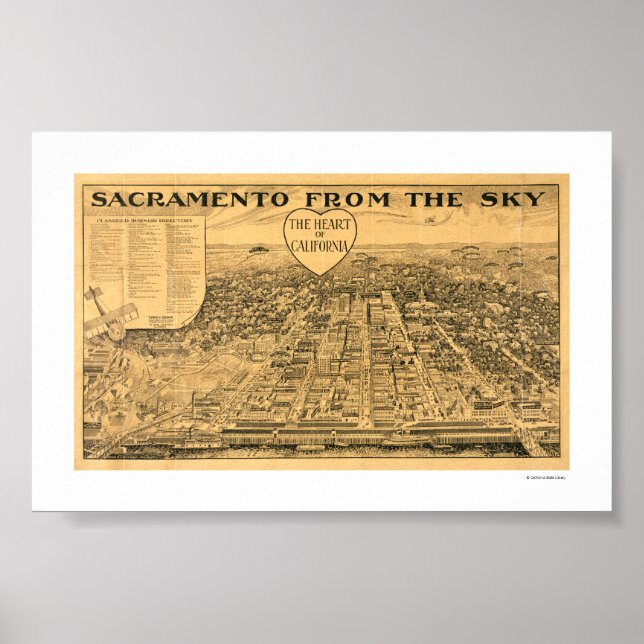 Sacramento from the Sky, 1923 Poster (Devant)