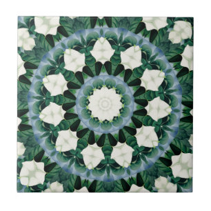 Sacramento Grün und Cerulean Blau Mandala Fliese