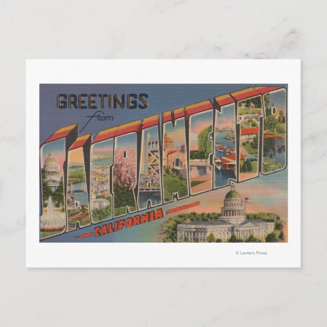 Sacramento, KalifornienGroße Briefszenen Postkarte (Vorderseite)