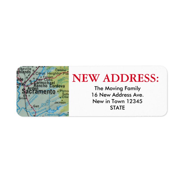 Sacramento New Address Label (Vorne)