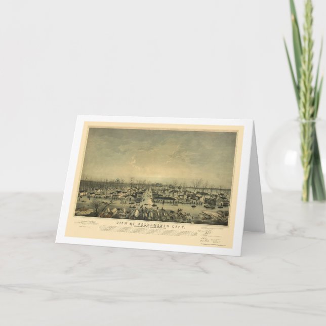 Sacramento, panoramische Karte CAs - 1850 (Vorderseite)