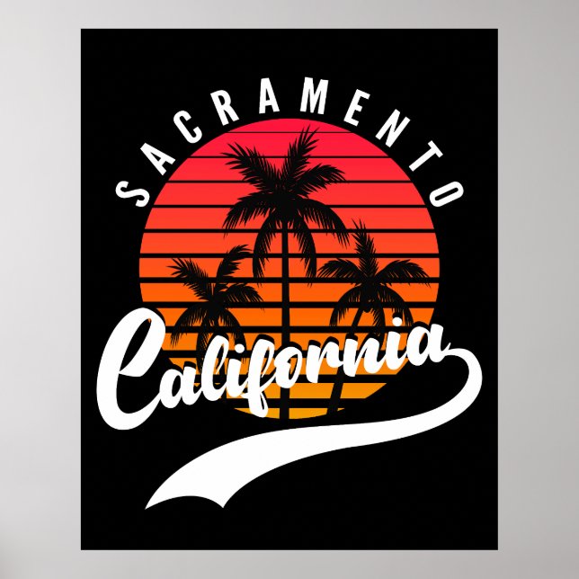 Sacramento Retro Sunset Poster (Vorne)