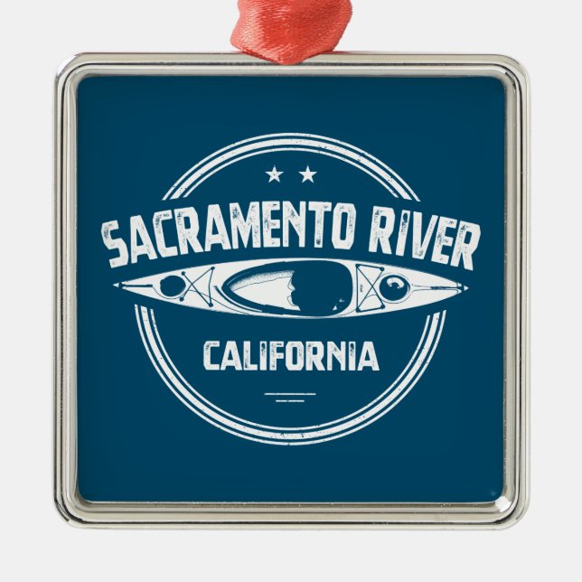 Sacramento River California Kayaking Ornament Aus Metall (Vorne)