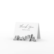 Sacramento Skyline Sketch Blond Carte de remerciem