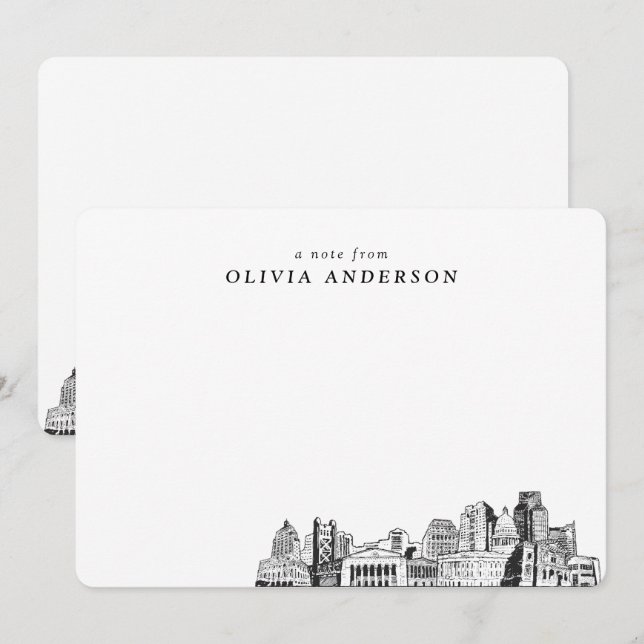 Sacramento Skyline Sketch Personalisierte Mitteilu Mitteilungskarte (Vorne/Hinten)