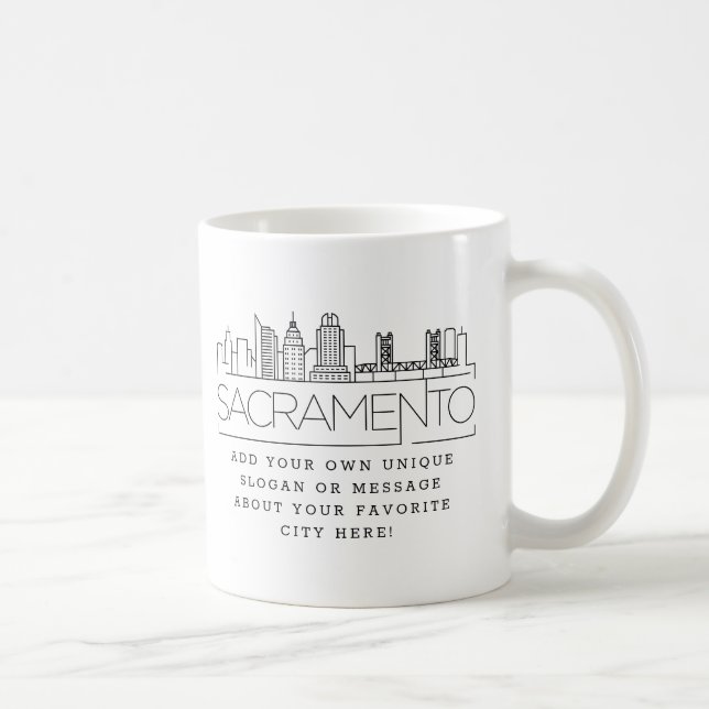 Sacramento Stylized Skyline | Benutzerdefinierter  Kaffeetasse (Rechts)