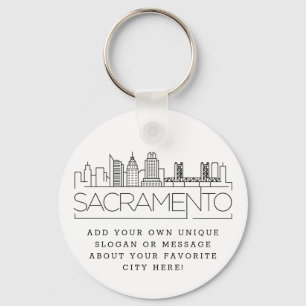 Sacramento Stylized Skyline   Benutzerdefinierter  Schlüsselanhänger