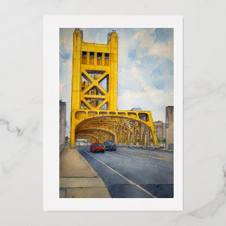 Sacramento Watercolor Tower Bridge Folieneinladung