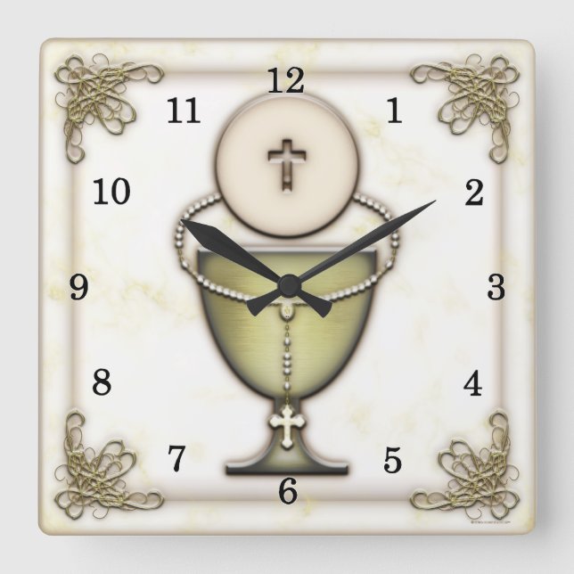 Sacraments Quadratische Wanduhr (Vorderseite)