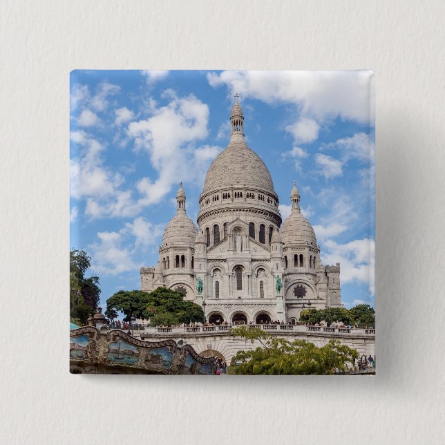 Sacre Coeur auf dem Montmartre-Hügel - Paris, Fran Button (Vorderseite)