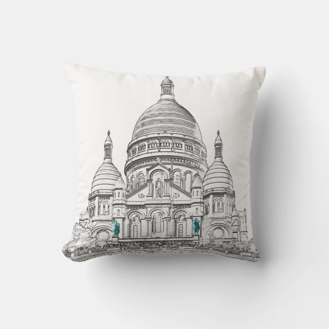 Sacre Coeur Basilica auf dem Montmartre, Paris Kissen (Vorderseite)