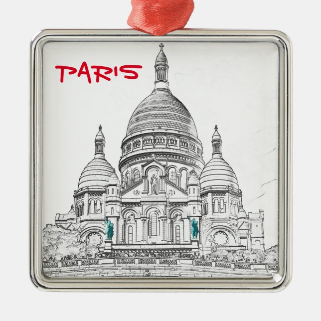Sacre Coeur Basilica auf dem Montmartre, Paris Ornament Aus Metall (Vorne)
