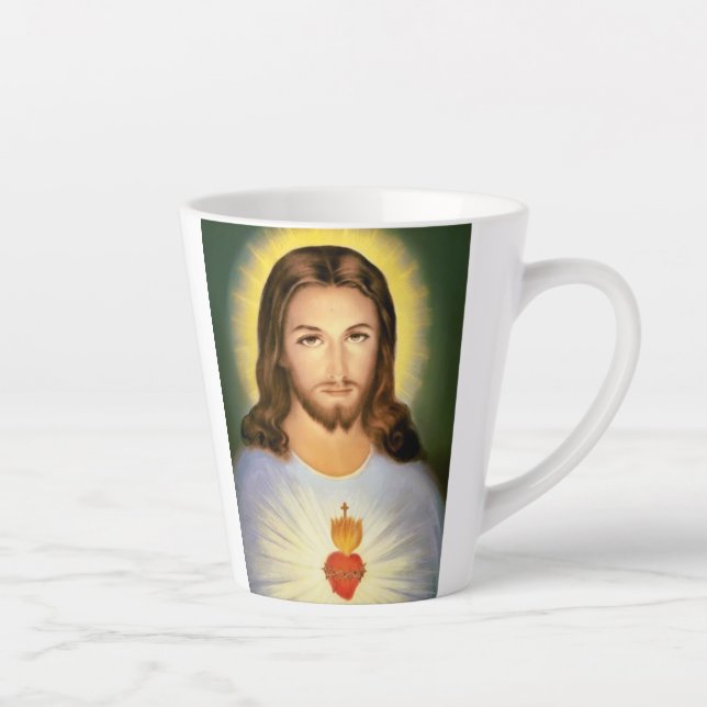 Sacré Coeur de Jésus Personnalisable Latte Mug (Droite)