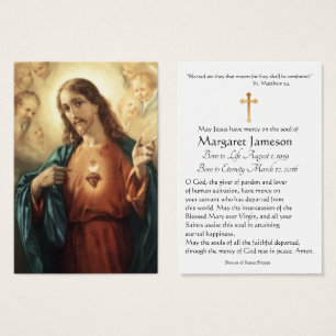 Sacré Coeur Jésus catholique Funérailles Carte Sai