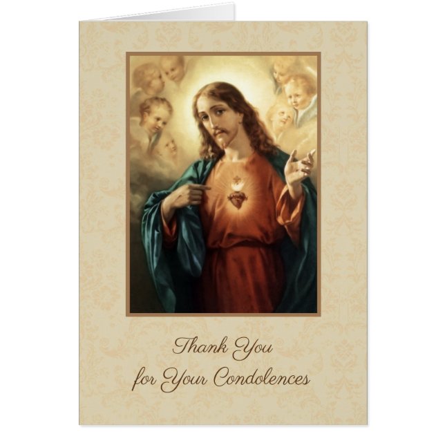 Sacré Coeur Jésus Condolence catholique Merci (Devant)