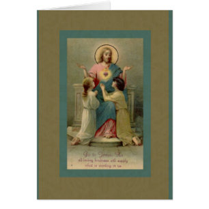 Sacré Coeur Jésus enfants à genoux à ses pieds