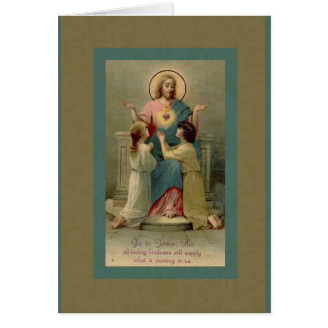 Sacré Coeur Jésus enfants à genoux à ses pieds (Devant)