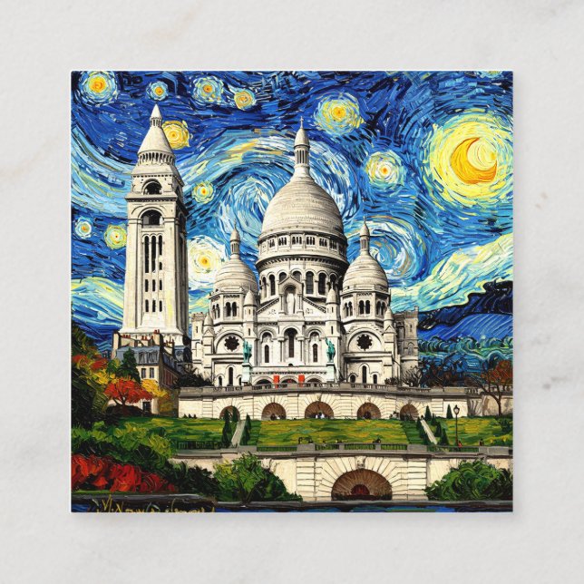 Sacre-Coeur Paris Frankreich Starry Night Begleitkarte (Rückseite)
