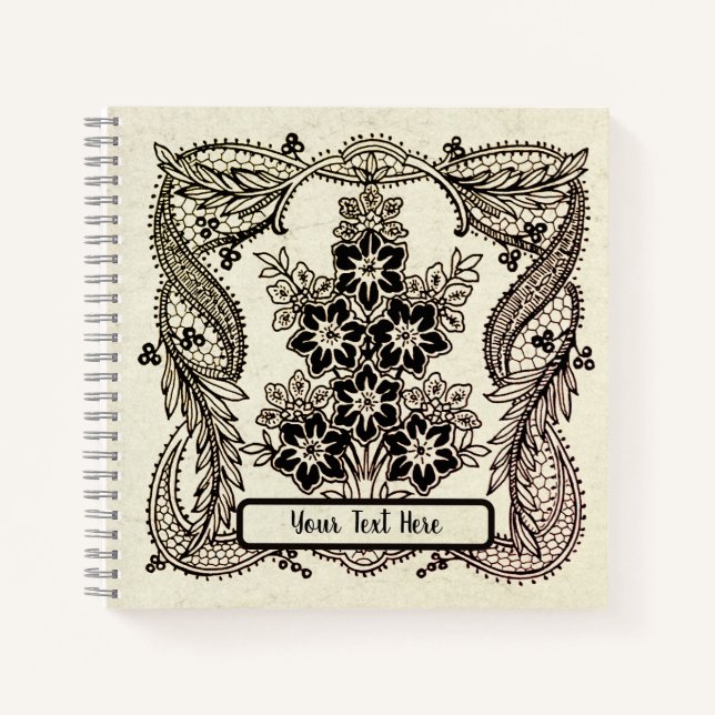 Sacred Blossoms - Indische Blume-Ornament-Notebook Notizbuch (Vorderseite)