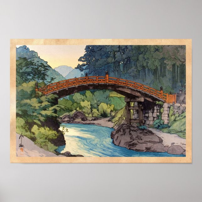 Sacred Bridge in Nikko Hiroshi Yoshida hanga art Poster (Vorne)