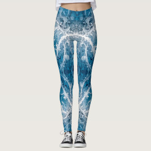 Sacred Cosmic Flow - Blue Silver Symmetrie Leggings