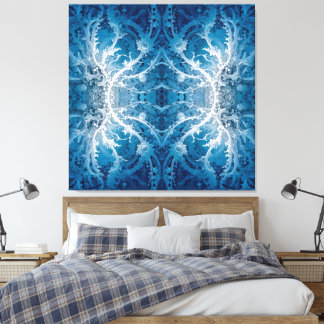 Sacred Cosmic Flow - Blue Silver Symmetrie Leinwanddruck