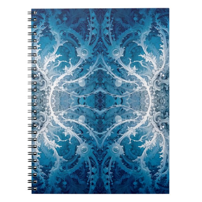 Sacred Cosmic Flow - Blue Silver Symmetrie Notizblock (Vorderseite)
